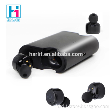 CVC6.0 Noise Cancellation Stereo Sweatproof Bluetooth Headphone With Mic And Power Bank Charging Case Black
